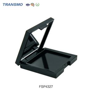 Boîtier vide pour fard à joues et illuminateur, emballage compact carré en plastique noir avec miroir, idéal pour marque privée - Product Image 5