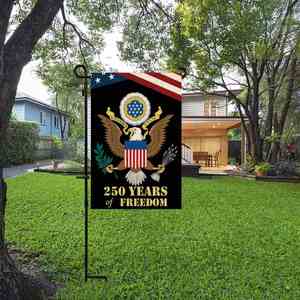Drapeau de jardin patriotique américain du 250e anniversaire, 1776-2026, en polyester double face résistant à la décoloration, pour affichage intérieur et extérieur - Product Image 1