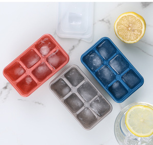 Hot bán 6 lưới không dính Silicone Ice Cube khay Chất lượng cao Ice Cube khuôn với nắp - Product Image 5