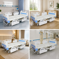 Lit d'hôpital manuel à 3 manivelles, hauteur réglable de 530 mm à 720 mm, plateau en acier, barrières de sécurité antidérapantes en PP, capacité de charge de 250 kg
