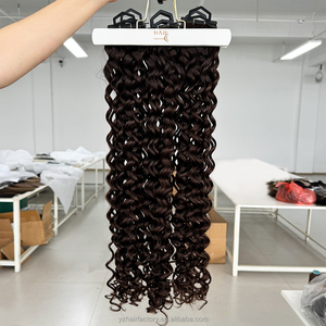 ผมต่อแบบยุโรป Yuanzhen Wholesale European Genius Weft Double Drawn แบบดับเบิ้ลดรอว์น ลอนหยักศกแบบรัสเซีย  แบบมองไม่เห็นรอยต่อ - Product Image 5
