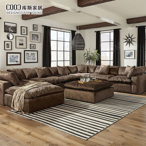 Phòng khách hiện đại góc đám mây sofa Set đồ nội thất sang trọng màu nâu vải couch cắt Modular đám mây sofa - Product Image 1
