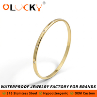 LUCKYJIU Fabricant de bijoux personnalisés, bracelet en laiton plaqué or 18 carats, étanche, délicat, avec zircon cubique, pour femmes, à porter tous les jours
