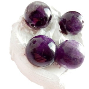 Perles de pierres précieuses d'améthyste naturelle authentique de 22MM, perles rondes violettes profondes en vrac - Product Image 2