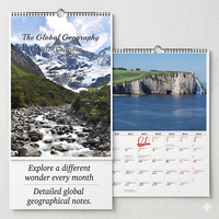 Calendrier vertical 2027 Patrimoine Géographique Mondial Paysages Naturels Créatif Personnalisé pour la Maison et l'Entreprise avec Logo sur Papier Couché