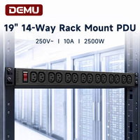 Unité de distribution d'alimentation 19 pouces, 14 prises IEC C13, 10A 2500W, disjoncteur de surcharge pour rack de serveur informatique CE