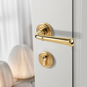 Poignée de serrure de porte de chambre à coucher intérieure moderne en laiton chromé de haute qualité européenne poignées à levier en cuivre pur pour fenêtres de villa - Product Image 4