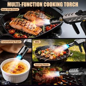 <span class=keywords><strong>Chalumeau</strong></span> de cuisine professionnel à flamme réglable, anti-éclatement, avec verrouillage de sécurité à 360 degrés, rechargeable au butane, électrique - Product Image 3