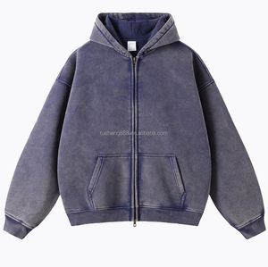 Chất Lượng Cao Tùy Chỉnh Boxy 480gsm Trống Zipup 480 GSM Faded Zip <span class=keywords><strong>up</strong></span> Hoodies Cho Nam Giới - Product Image 2