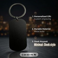 Porte-clés en acier inoxydable noir, personnalisable par gravure laser et impression UV, vente en gros Chine