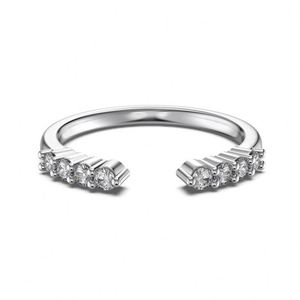 Dylam Fashion Stylish Women Jewelry Accessories S925 Silver Fit <b>Stacking</b> Wear Open Adjustable 5A Zirconia Bridal Promise <b>Rings</b> - Product Image 1