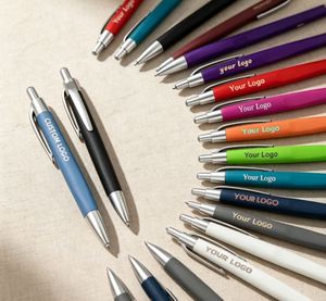Stylo bille publicitaire en plastique multi-couleurs, doux au toucher, avec logo personnalisé, pour fournitures de conférence d'affaires - Product Image 1