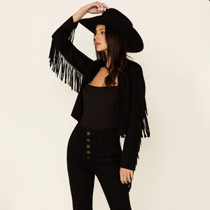 Nueva y elegante chaqueta de cuero de gamuza para mujer con diseño OEM, chaqueta con flecos para mujer, venta al por mayor, chaqueta de mujer de alta calidad - Product Image 3