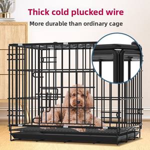 Haute qualité deux portes pliable fil métallique chien chenil Cage en gros solide motif bouton plateau amovible pour animal de compagnie formation voyage - Product Image 3