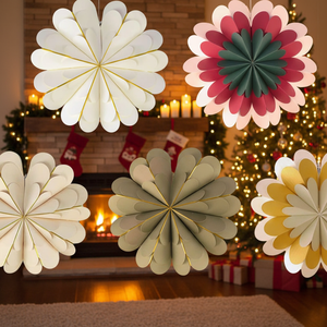 QF Foldable Shade Christmas Decoration <strong>Hanging</strong> Ornament Festival Venue Arrangement Modern 3D Heart Octagonal Paper Lantern - Product Image 2