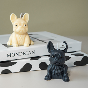 Lilin berbentuk anak anjing Bulldog Perancis, lilin dekorasi rumah kedelai beraroma anjing hewan peliharaan lucu hadiah Natal - Product Image 2
