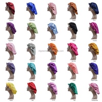 Gorros de Satén de Doble Capa, Suaves y de Lujo, Ajustables y Reversibles, en 50 Colores, para Cabello Rizado Natural, para Viajes y Uso Diario
