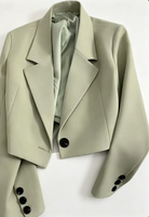 Blazer court chic pour femme 2026, à bouton unique, idéal pour le printemps et l'automne, coupe ajustée, prêt pour le bureau, style déesse