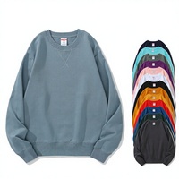 Sweatshirt Lengan Panjang Crewneck Heavyweight Spring AG380g Pria; Desain Segitiga Terbalik Katun Murni Warna Solid Loopback Fleece