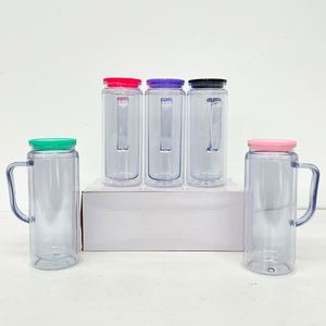 12oz 16oz Double Wall Snow Globe Glitter Plastic Acrylic <b>Cup</b> Iced Coffee Mug Tumbler with Predrilled Hole Handle - Product Image 3