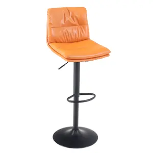 Factory Direct Price Modern Design Adjustable Height Swivel Special Orange Color Stool Bar Chair PU Leather