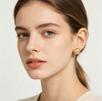 Clous d'oreilles ronds mats élégants en gros, bijoux géométriques sphériques de haute qualité pour le bureau