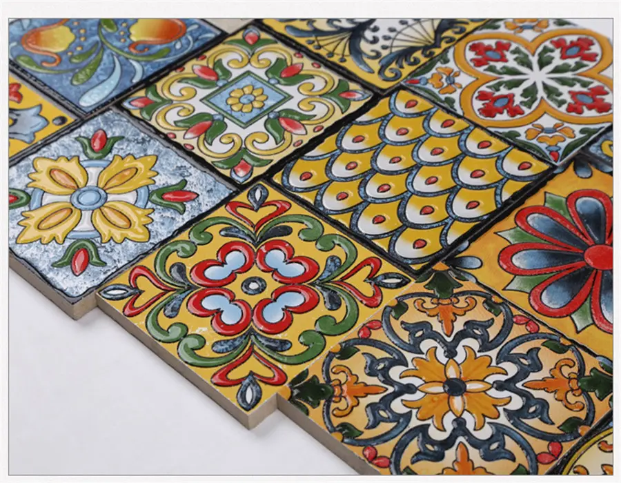 100x100mm decorativos de materiales de construcción marroquí hecha a mano de venta al por mayor de piso de baldosas de cerámica