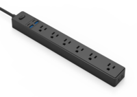 7 outlet AC 4 port pengisian USB, Strip daya pelindung lonjakan listrik, soket ekstensi 2A + 2C