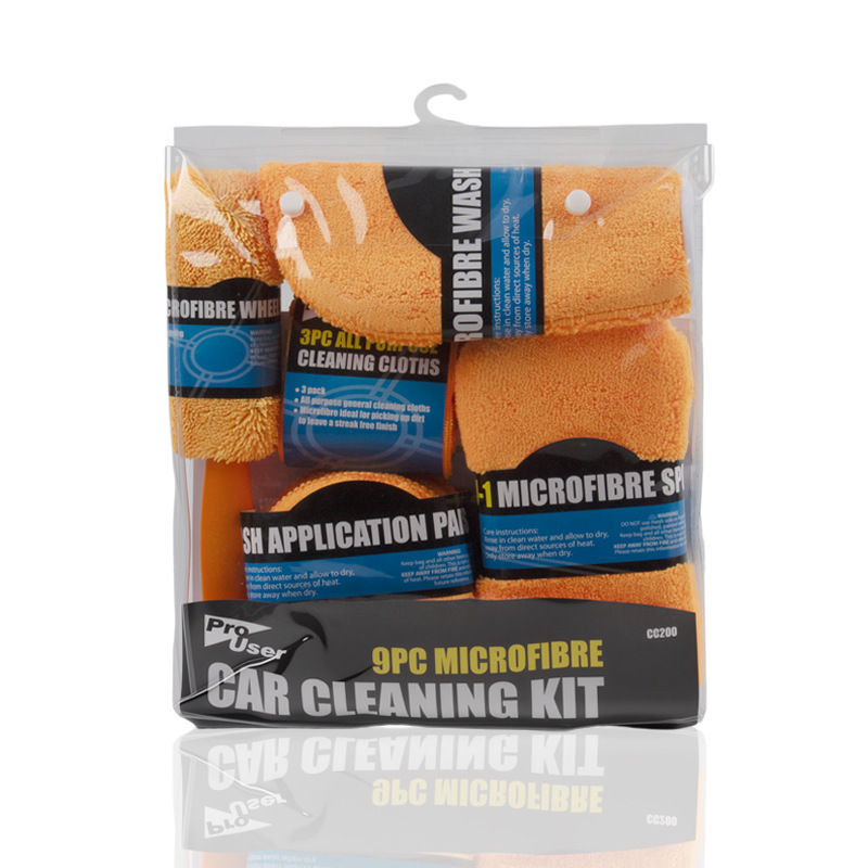 Orange Car Wash & Cleaning 9-Piece Set [PVC Bag]