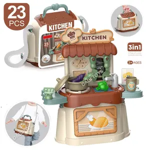 3合1便携式篮子肩包儿童烹饪玩具假装儿童厨房套装儿童玩具儿童