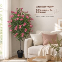 Oleander artificiel en bonsaï, en PE, rose rouge, plante verte décorative d'intérieur, ornement sur pied, 100-200 cm, usage commercial