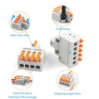 Mini-borne de raccordement universelle compacte en laiton/PC/ABS/Nylon 6A/10A à 2-5/15 broches, à fixation rapide par bouton-poussoir, avec plusieurs trous de fixation pour câblage rapide
