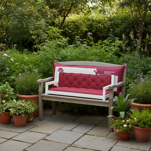 Coussin de banc d'extérieur en tissu Oxford rouge bordeaux, en fibres creuses, rectangulaire, résistant à l'eau, pour jardin - Product Image 2