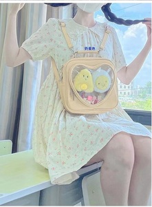 Tùy chỉnh <span class=keywords><strong>Kawaii</strong></span> PU da hình trái tim ITA túi với cửa sổ rõ ràng Pin hiển thị itabag Ba Lô Túi cho búp bê pins Quà Tặng Ý Tưởng - Product Image 6