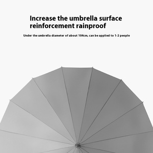 Parapluie littéraire semi-automatique à 16 os Long manche droit en bois Parapluie renforcé avec logo personnalisé couleur unie publicité - Product Image 6