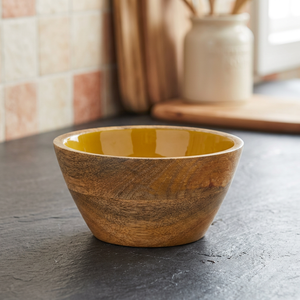 ชามสลัดขนาดใหญ่สำหรับผลไม้โบว์ผสมขนาดใหญ่ชามไม้สีเหลืองพร้อมที่คีบเสิร์ฟ - Product Image 3