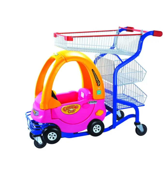 Chidren kids toy car trolley 3 layers with safety lock cartoon cute shopping cart