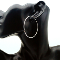 Boucles d'oreilles rondes grandes en argent sterling 925 100% 50/40/30/20 mm pour femmes, grandes boucles d'oreilles créoles pour femmes