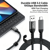 Câble USB-A vers USB-C OEM ODM à vente rapide, USB 3.2 Gen2 10 Gbps 3A, charge rapide, câble tressé en nylon pour téléphone portable et ordinateur portable