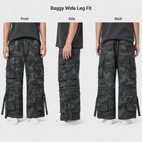 Jean cargo camouflage ample taille mi-haute pour homme, personnalisé, vintage, multi-poches, dernière conception, coupe droite, denim, automne-hiver