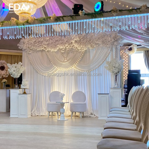 LEDA New Arrival Simple Style White Milk Silk Drapery Square Curtain <b>Wedding</b> Decor With <b>Ribbons</b> - Product Image 4