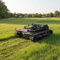 Robot Pemotong Rumput dengan Kontrol Aplikasi Lebar Pemotongan 550mm Tinggi Dapat Disesuaikan 10-180mm Crawler Listrik Berjalan Sendiri