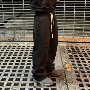 Custom Heavyweight 500 GSM Cotton Fleece Track Flared Jogger <b>Men</b> Print Logo Wide Straight Leg Baggy Sweatpants Unisex - Product Image 2
