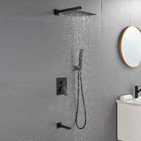 Ensemble de douche thermostatique en laiton brossé à 3 trous, monocommande, moderne, mural, pour salle de bain d'hôtel, avec robinet de pulvérisation pluie, directement de l'usine