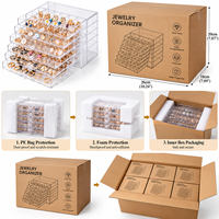 Organisateur de rangement transparent en acrylique à 120 compartiments pour pierres précieuses, boucles d'oreilles, bagues et bijoux, avec tiroirs de rangement pour cadeaux