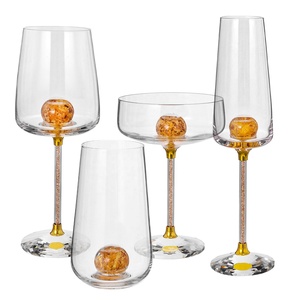 Mariage personnalisé luxe cristal feuille d'or boire Martini <span class=keywords><strong>champagne</strong></span> vin rouge verres gobelet ensemble - Product Image 3