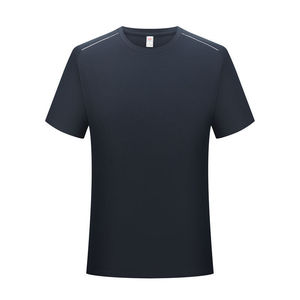 Camiseta de Manga Corta de Secado Rápido para Hombre, Color Azul Marino Sólido, Poliéster, Ropa Informal - Product Image 1