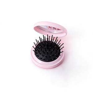 Escova de Cabelo Mini Dobrável Personalizada com Logo e Espelho, Portátil para Viagem, Desembaraçadora e Massageadora para Bolsa - Product Image 1