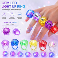 Clignotant en plastique diamant lueur dans le noir anneau LED éclairer anneaux Bachelorette fête faveurs pour anniversaire mariages douche décor