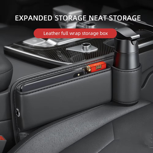 Wholesale Universal Car <b>Seat</b> Organizer <b>Storage</b> Box Multifunction Leather Crevice Side Pocket Wallet Keys Card with Cup Holder - Product Image 6